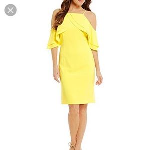 Yellow cold shoulder summer dress